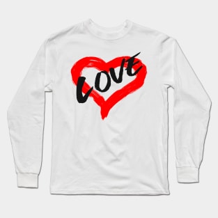 Valentines Day Love Heart in paint brush stroke design Long Sleeve T-Shirt